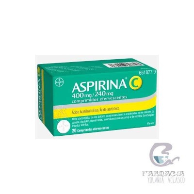 Aspirina C 400/240 mg 20 Comprimidos Efervescentes