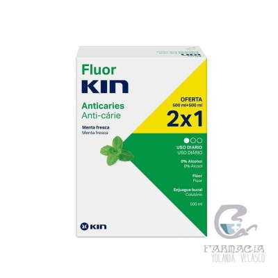 Fluor Kin Anticaries Enjuage Pack 2x500 ml