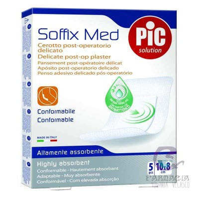 Pic Soffix Med Antibacteriano Post Op Apósito Adhesivo 10x8 cm 5 U