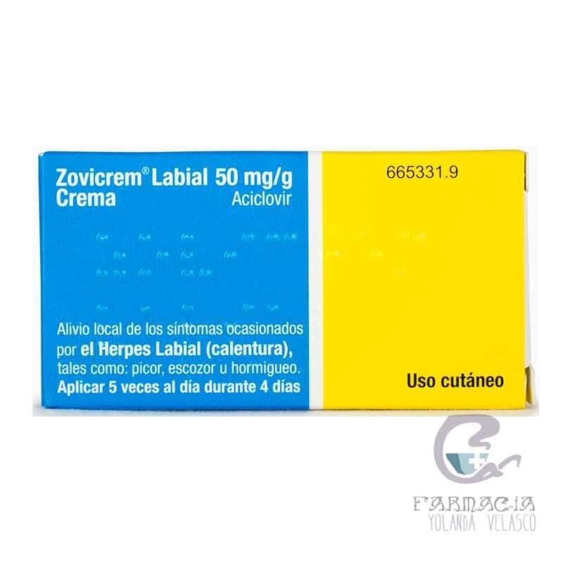 Zovicrem Labial 50 mg/g Crema 1 Tubo 2 gr