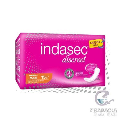Indasec Discreet Maxi Compresa Pérdidas Leves 15 Unidades