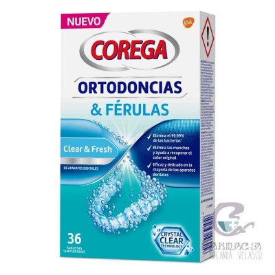 Corega Ortodoncias & Férulas 36 Tabletas Limpiadoras