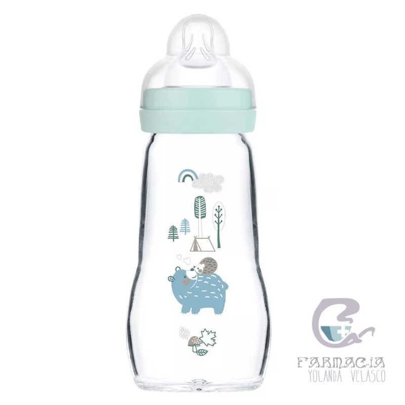 Mam Baby Biberón Cristal Feel Good +2 Meses 260 ml Azul