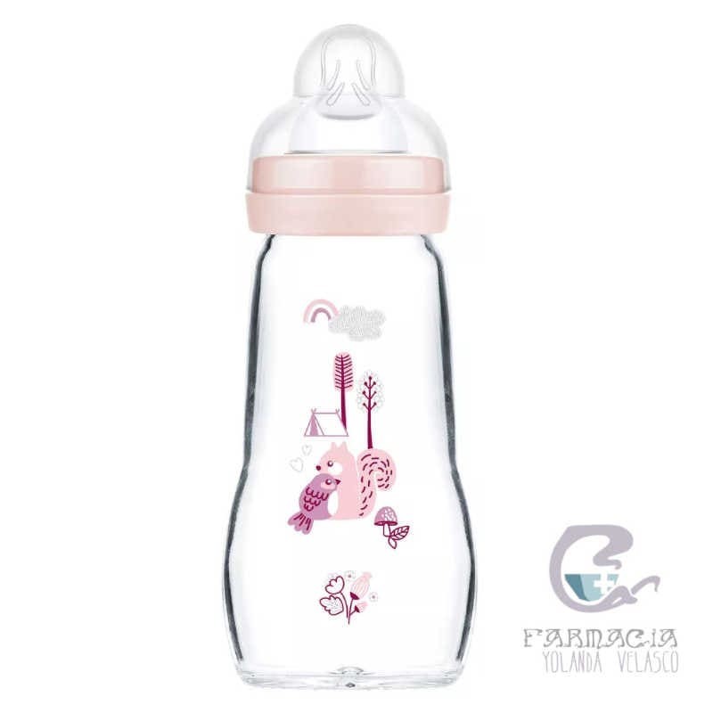 Mam Baby Biberón Cristal Feel Good +2 Meses 260 ml Rosa