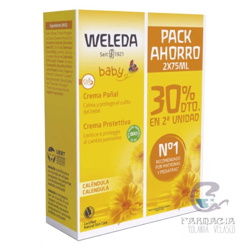 Weleda Caléndula Crema Pañal Duplo 2x75 ml