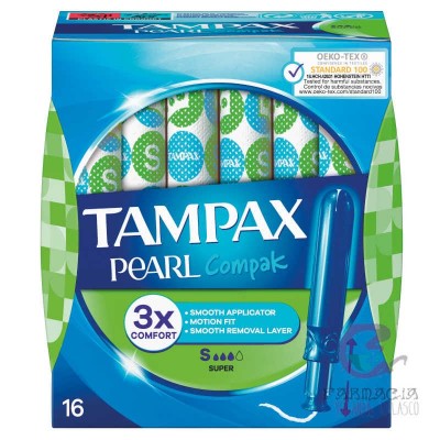 Tampax Compak Pearl Tampón 100% Algodón Super 18 Unidades