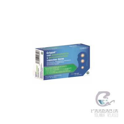 Grippal con Pseudoefedrina y Dextrometorfano 16 Cápsulas