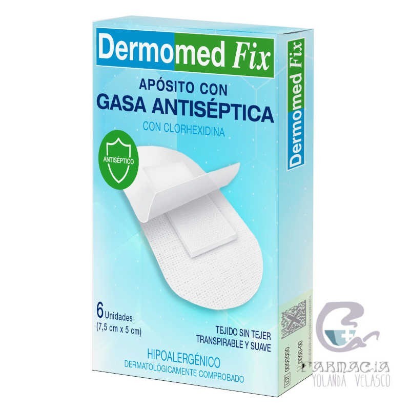 Dermomed Fix Apósito con Gasa Antiséptica 6 Unidades 7,5 cm x 5 cm