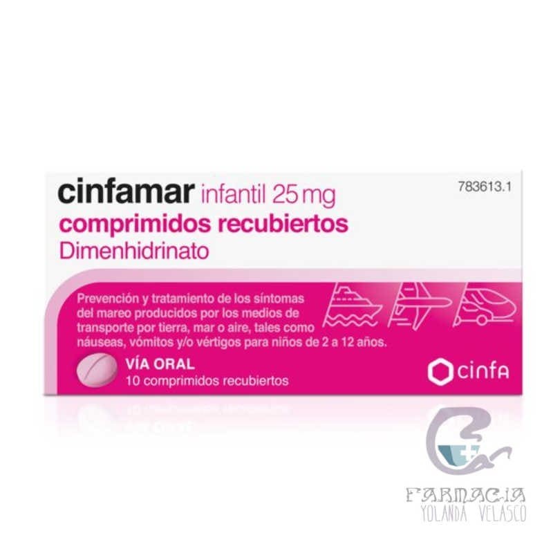 Cinfamar Infantil 25 mg 10 Comprimidos