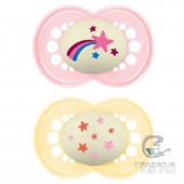 Mam Chupete Silicona Fisiológico Original Night +6 M 2 Unidades Rosa