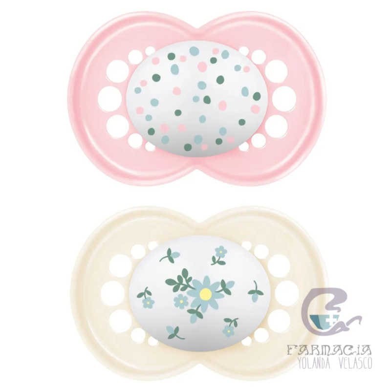 Mam Chupete Silicona Original +6m Pack Doble Rosa