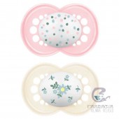 Mam Chupete Silicona Original +6m Pack Doble Rosa