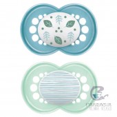 Mam Chupete Silicona Original +6m Pack Doble Azul