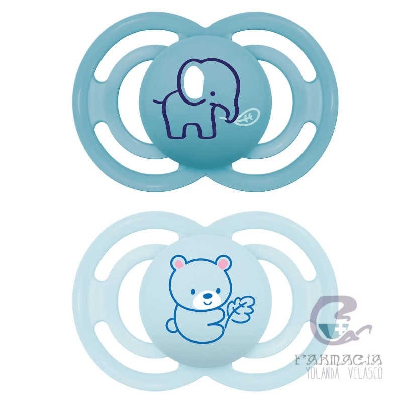 Chupete Silicona Fisiológico Mam Perfect +6 Meses Pack Doble Azul