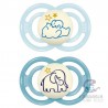 Chupete Silicona Fisiológico Mam Perfect Night +6 Meses Pack Doble Azul