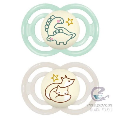 Chupete Silicona Fisiológico Mam Perfect Night +6 Meses Pack Doble Neutro