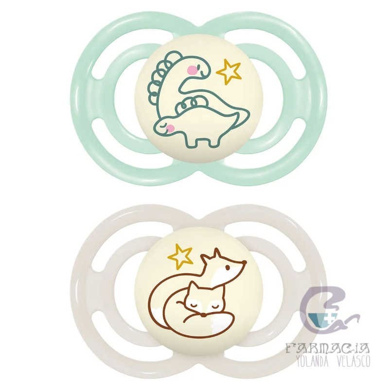 Chupete Silicona Fisiológico Mam Perfect Night +6 Meses Pack Doble Neutro