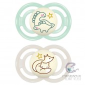 Chupete Silicona Fisiológico Mam Perfect Night +6 Meses Pack Doble Neutro