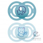 Chupete Silicona Simétrica Mam Perfect +16 Meses Pack Doble Azul