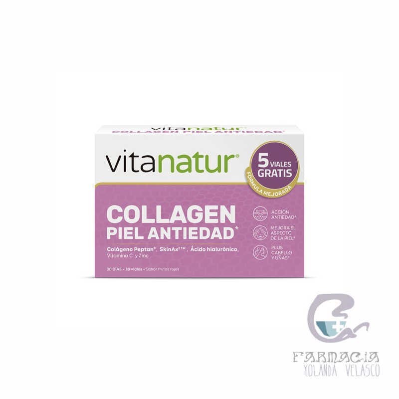 Vitanatur Collagen Piel 30 Viales 25 ml Sabor Frutos Rojos