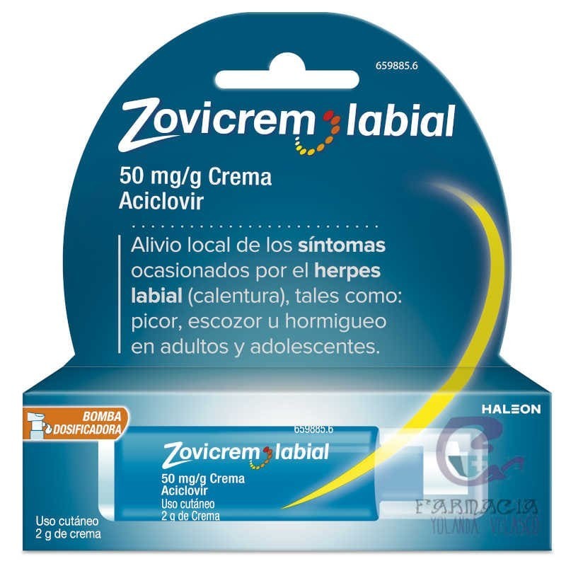 Zovicrem Labial 50 mg/g Crema Tubo 2 gr Bomba Dosificadora