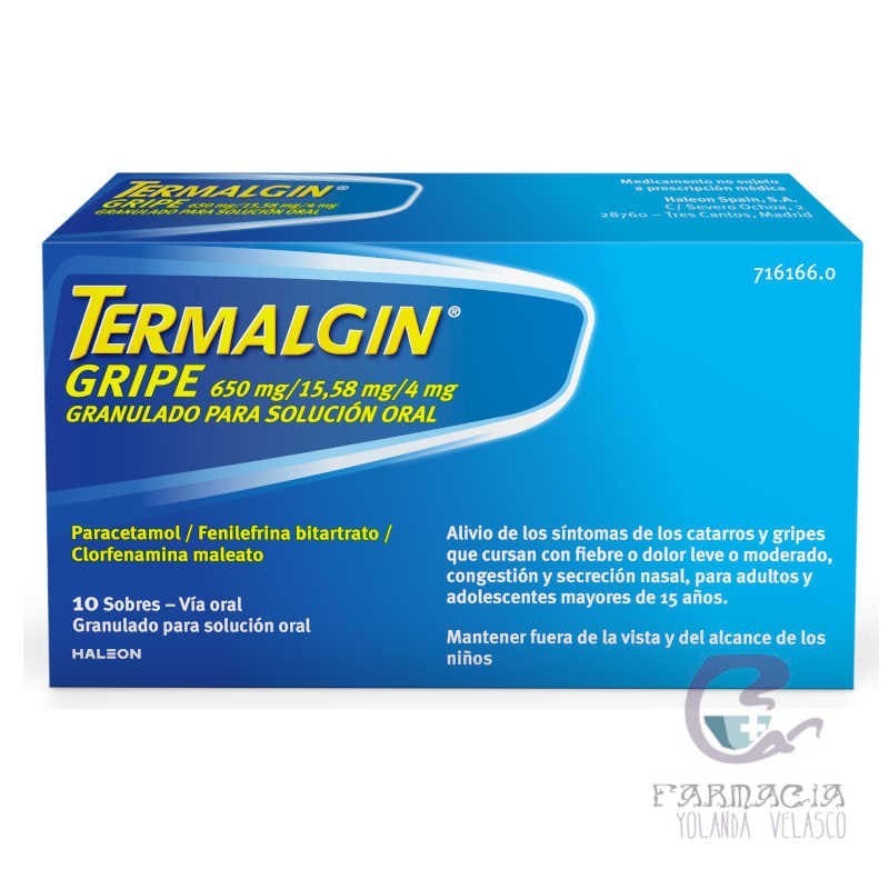Termalgin Gripe 650/4/10 mg 10 Sobres Granulado Solución Oral