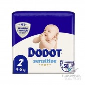 Dodot Pañal Infantil Sensitive Talla 2 4-8 kg 58 Unidades