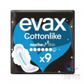 Compresas Higiénicas Femeninas Evax Cottonlike Noche Con Alas 9 Compresas