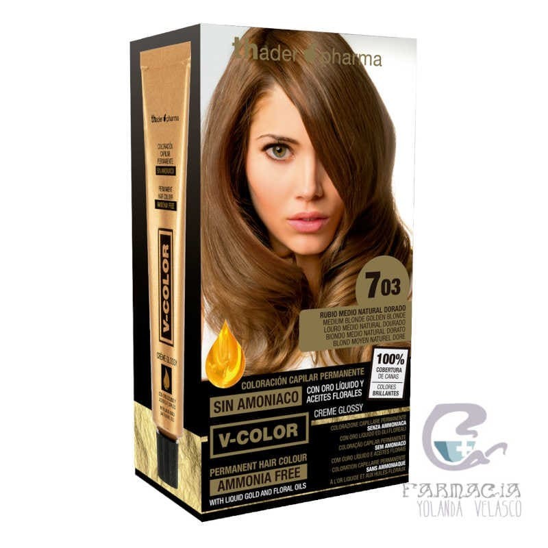 TH Tinte Sin Amoniaco V-Color 703 Rubio Medio Natutal Dorado