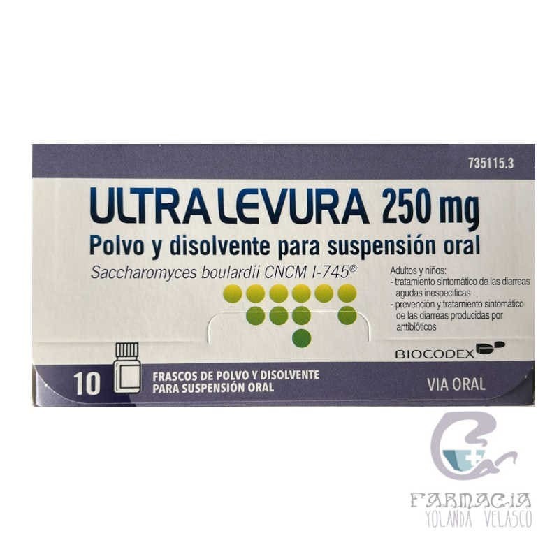 Ultra-Levura 250 mg 10 Frascos Polvo y Disolvente Para Suspensión Oral