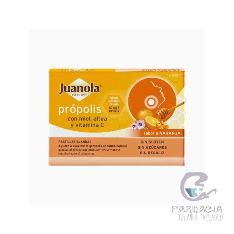 Juanola Propolis Miel Altea y Vitamina C 36 Pastillas Goma Naranja