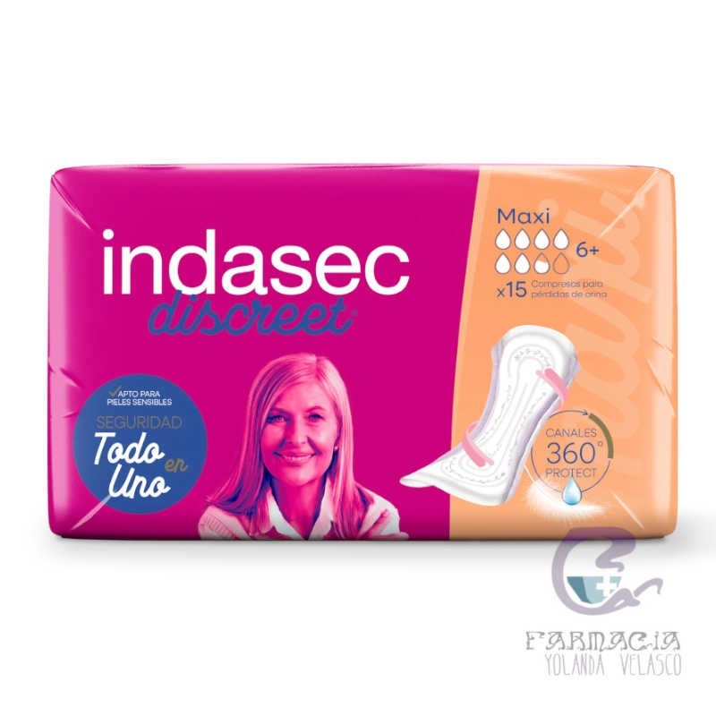 Indasec Compresa Pérdidas Leves Discreet Maxi 15 Unidades