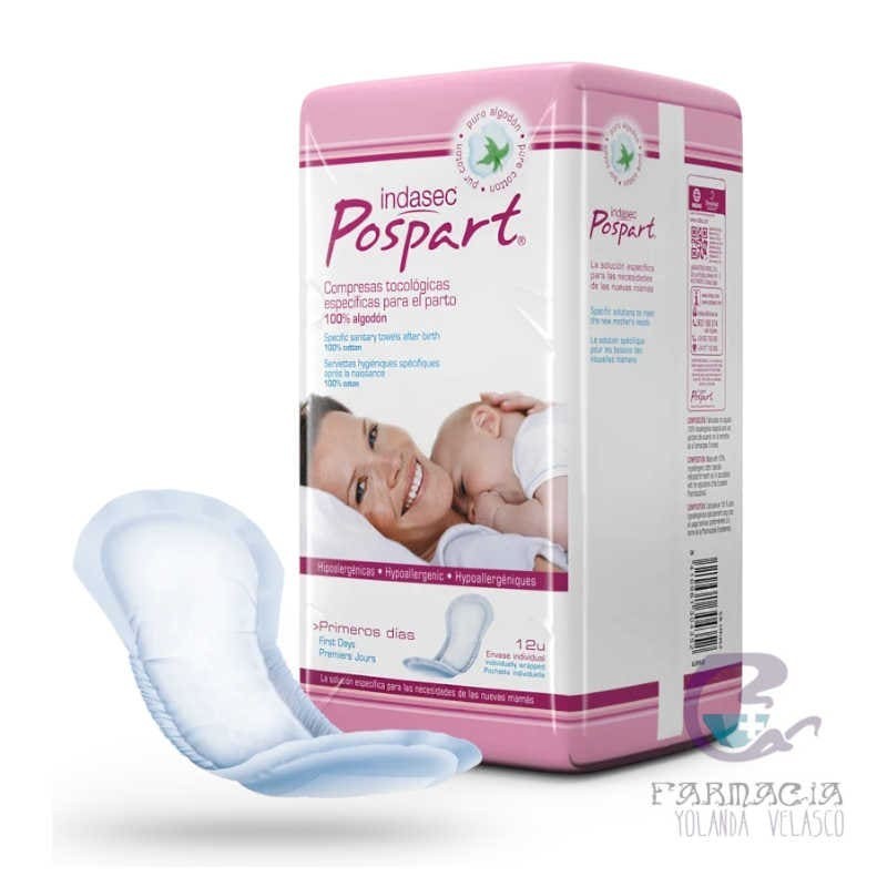 Compresas Higiénicas Femeninas Postparto Indasec 12 Unidades