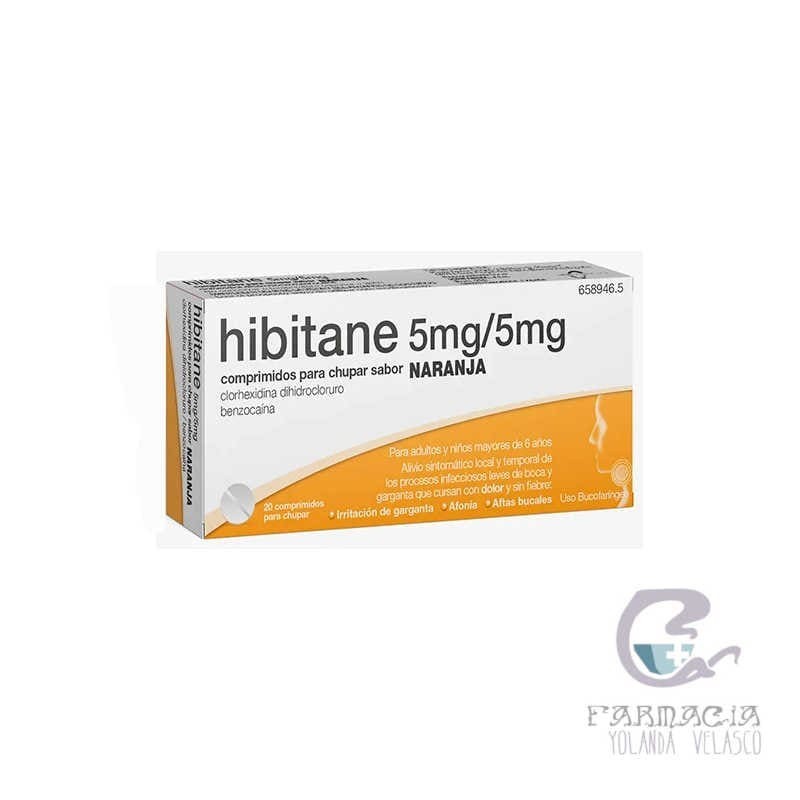 Hibitane 5 mg/ml 20 Comprimidos Para Chupar Sabor Naranja