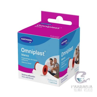 Omniplast Esparadrapo Hipoalérgico Tejido Resistente 5 m x 5 cm Blanco