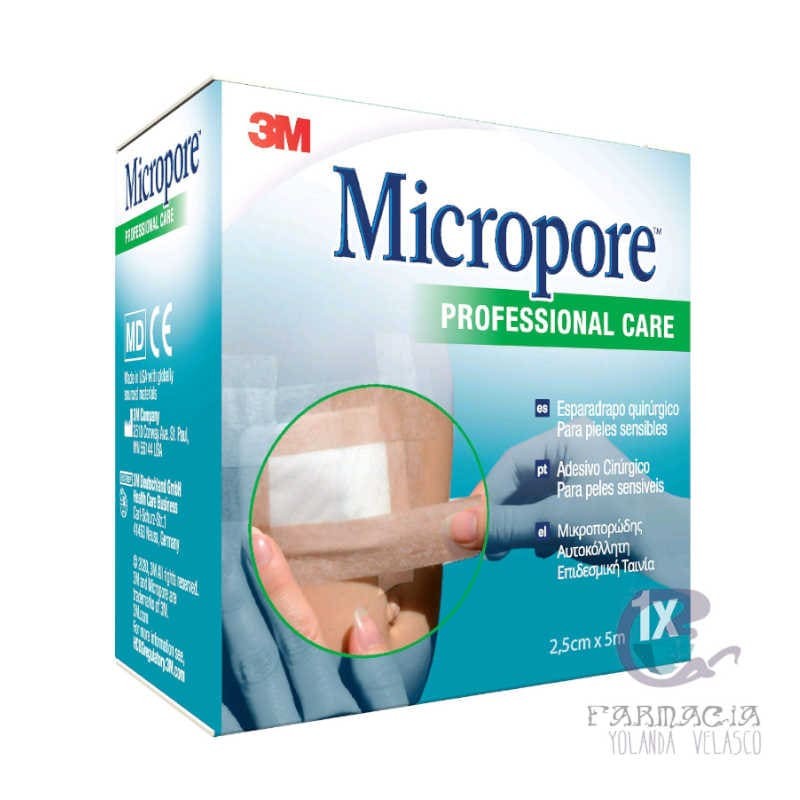 3M Micropore Esparadrapo Hipoalergico Papel 5m x 2,5 cm