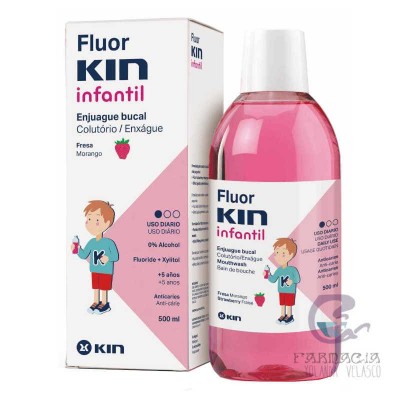 Fluor Kin Infantil Enjuague Bucal Fresa 500 ml