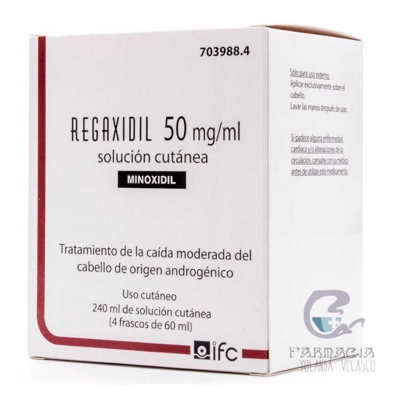 Regaxidil 50 mg/ml Solución Cutánea 4 Frascos 60 ml