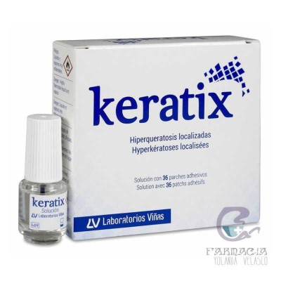 Keratix Solución + 36 Parches Adhesivos + 1 Frasco 3 gr + Pincel