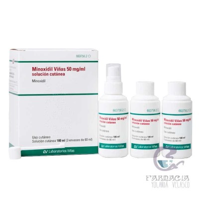 Minoxidil Viñas 50 mg/ml Solución Cutánea 3 Frascos 60 ml