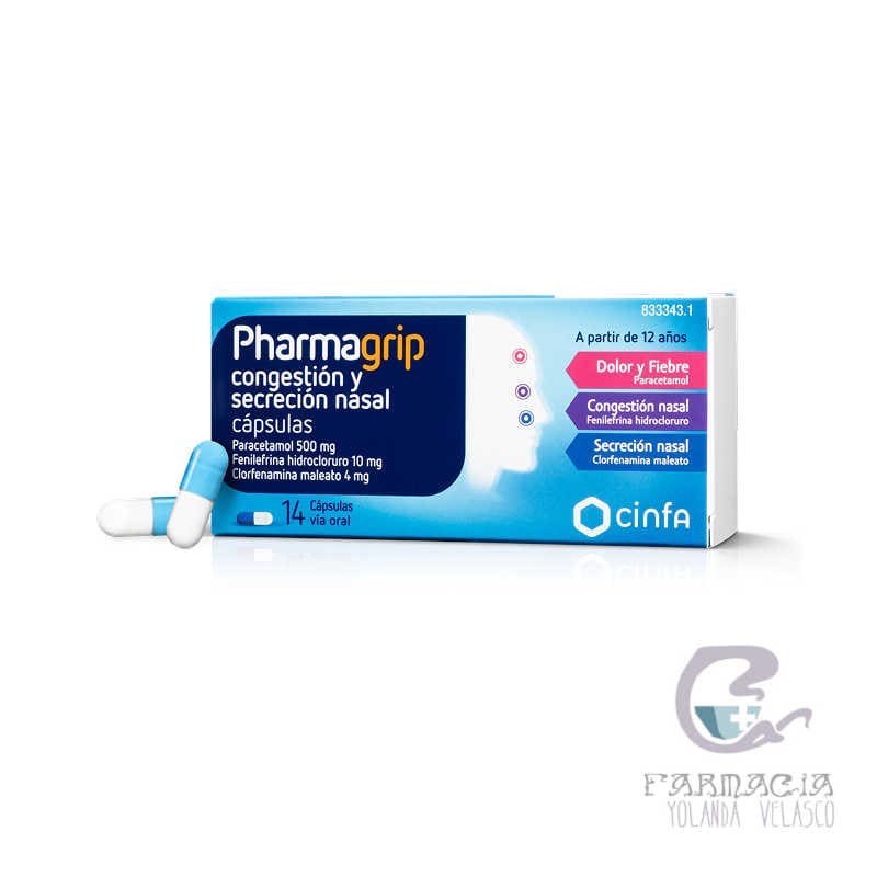 Pharmagrip 500/4/10 mg 14 Cápsulas