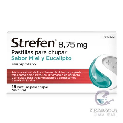 Strefen 8,75 mg 16 Pastillas Para Chupar Sabor Miel y Eucalipto