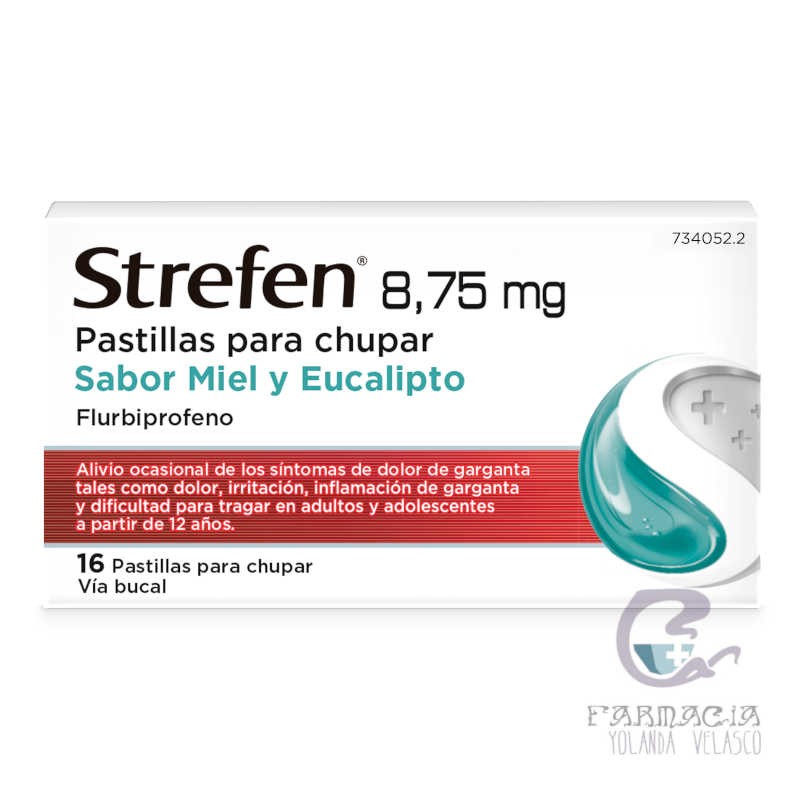 Strefen 8,75 mg 16 Pastillas Para Chupar Sabor Miel y Eucalipto