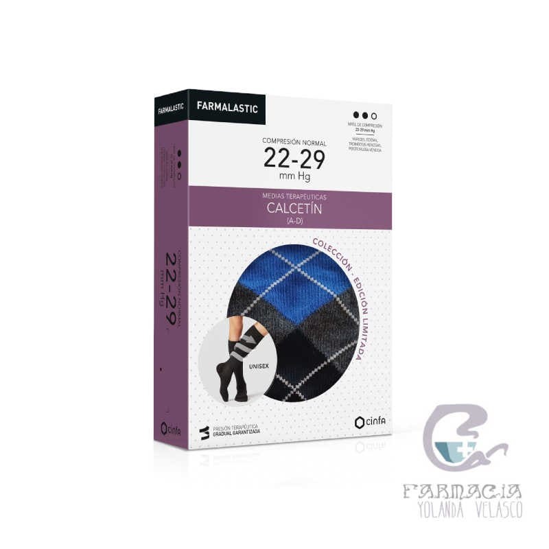 Farmalastic Calcetín Compresión Normal Colección 2 Unidades Talla Pequeña Color Gris con Rombos