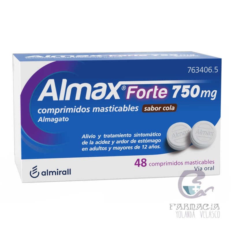 Almax Forte 750 mg 48 Comprimidos Masticables Sabor Cola