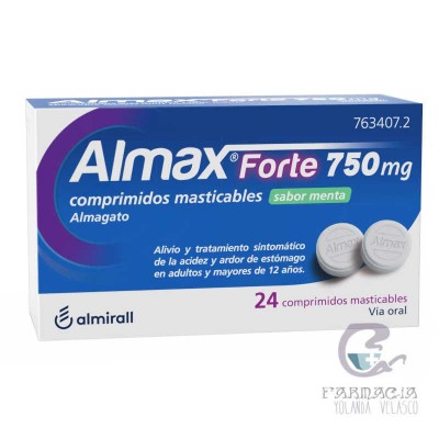 Almax Forte 750 mg 24 Comprimidos Masticables Sabor Menta
