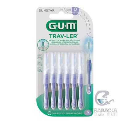 Gum Cepillo Interdental 1312 Trav-ler 0,6 mm 6 Unidades