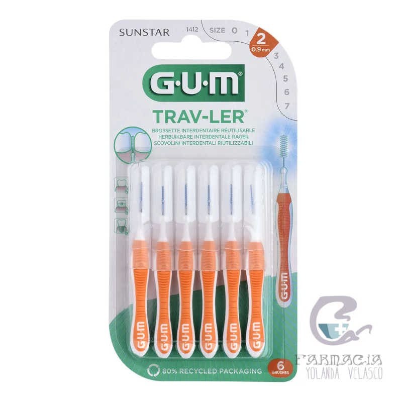 Gum Cepillo Interdental Viaje 1412 Trav-ler Ultrafino 0,9 mm Cilindrico 6 Unidades