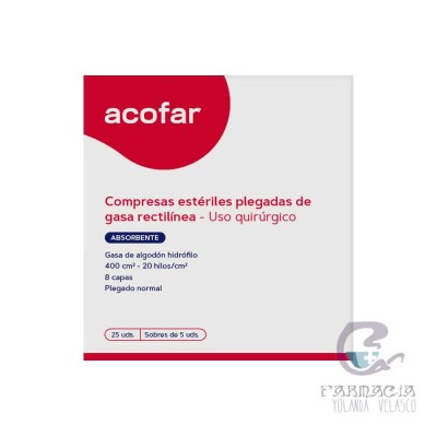 Gasa Estéril Algodón Hidrófilo Compresas Acofar 25 Unidades