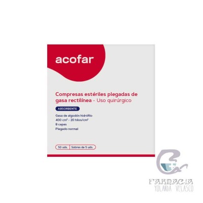 Gasa Estéril Algodón Hidrófilo Compresas Acofar 50 Unidades